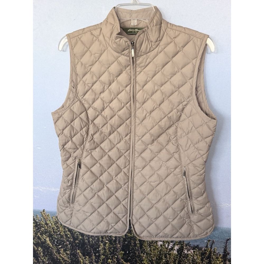Eddie Bauer Seattle Women's Goose Down Quilted Vest Size M Beige